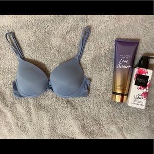PINK Light Blue Push-Up Bra